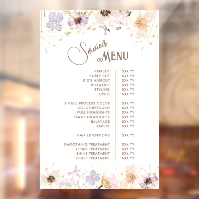 Dried Wildflowers Services Menu (Sheet 2)