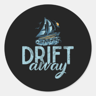 Drift Away Boating Classic Round Sticker