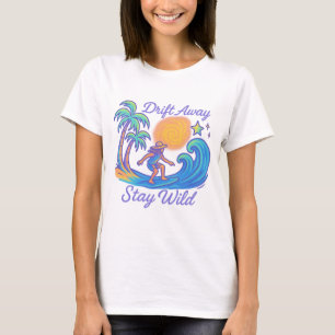 "Drift Away & Stay Wild – Neon Surfer Vibes" T-Shirt