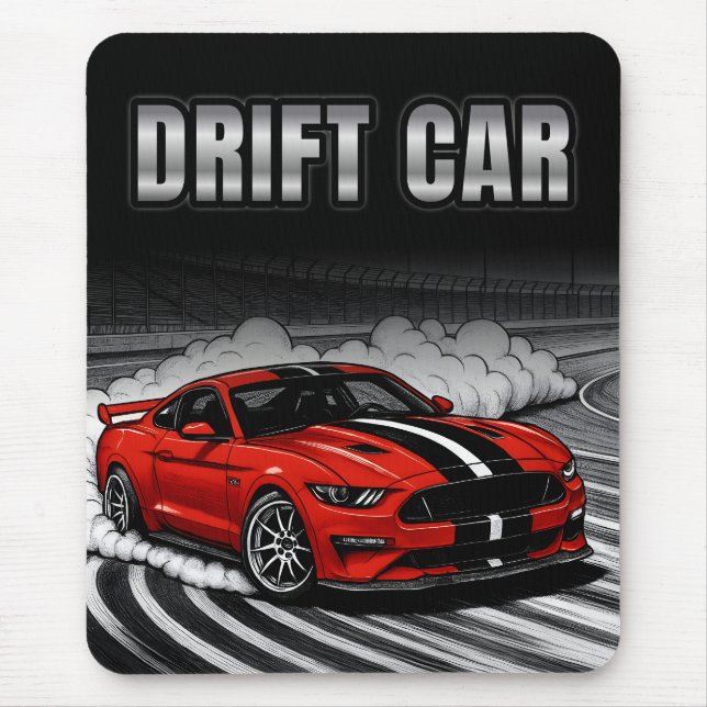 Drift Car Red Muscle Mouse Pad (Front)