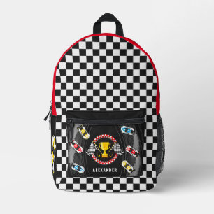 Drifting Race Cars Trophy Flag Racing Championship Printed Backpack