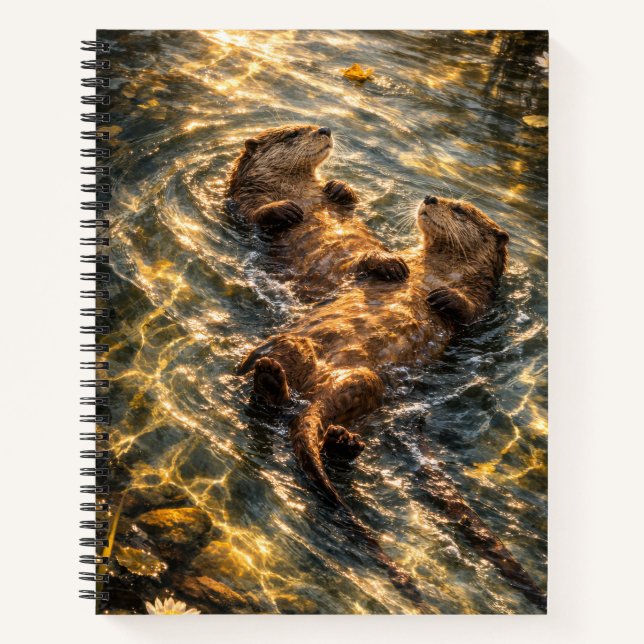 Drifting Together | River Otter Art | Notebook (Front)