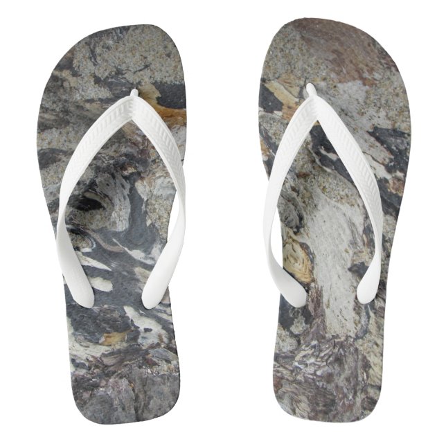 Driftwood Abstract Pattern Pacific Ocean Beach Jandals (Footbed)