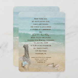 driftwood and nautical net Vow Renewal Invitation