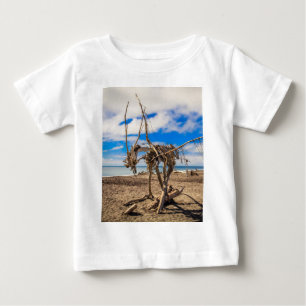 Driftwood artwork on Hokitika Beach, New Zealand Baby T-Shirt