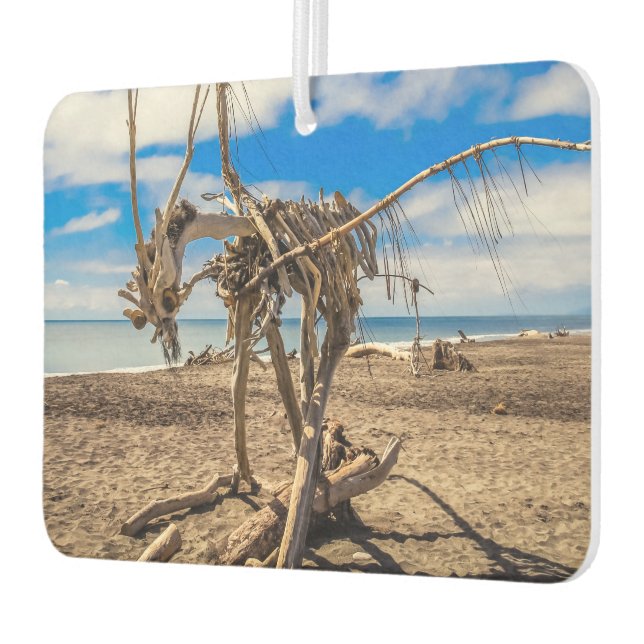 Driftwood artwork on Hokitika Beach, New Zealand Car Air Freshener (Left)