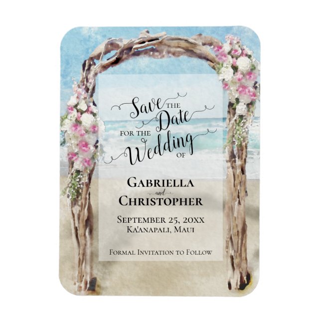 Driftwood Beach Arbor Wedding Save the Date Magnet (Vertical)