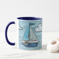 Driftwood Beach design Yacht 2 tone coffee mug.