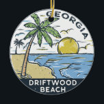 Driftwood Beach Georgia Vintage Ceramic Tree Decoration<br><div class="desc">Driftwood Beach hand drawn illustration with mountains and ocean waves in the background. Perfect for anyone who loves to visit Driftwood Beach.</div>