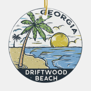 Driftwood Beach Georgia Vintage Ceramic Tree Decoration