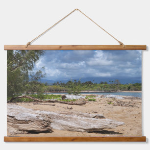 Driftwood Beach Scene Hanging Tapestry