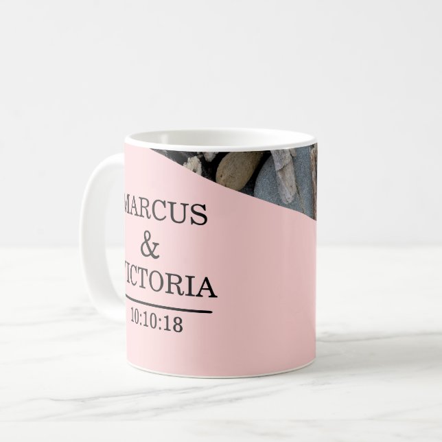 Driftwood beach wedding coffee mug (Front Left)