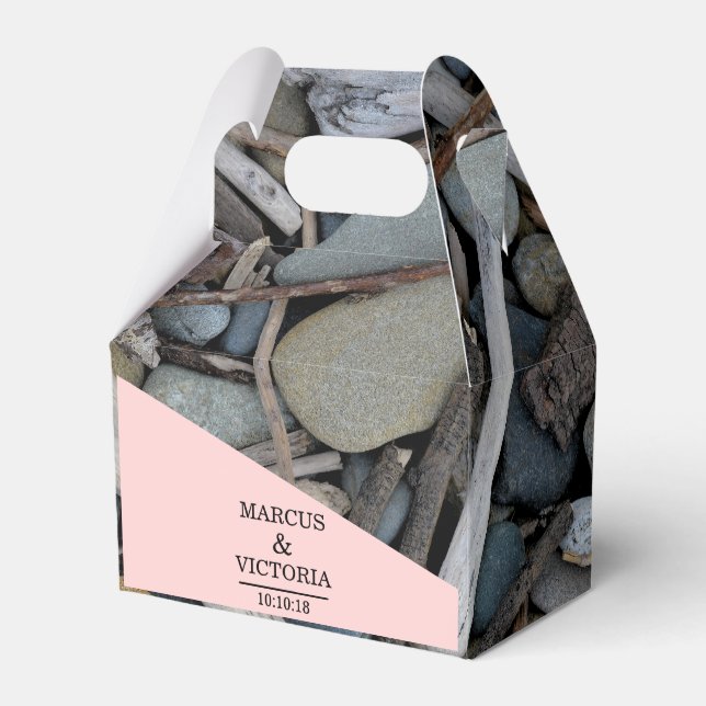 Driftwood beach wedding favour box (Front Side)