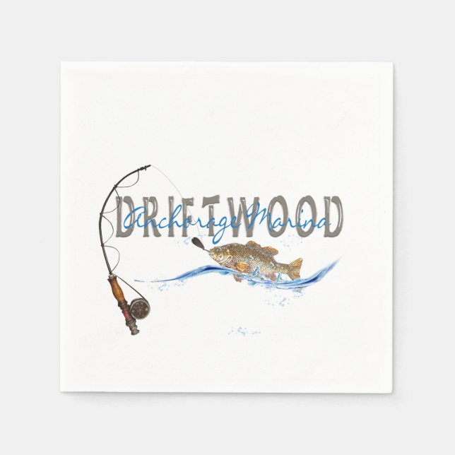 driftwood fish on fishing line napkin (Front)