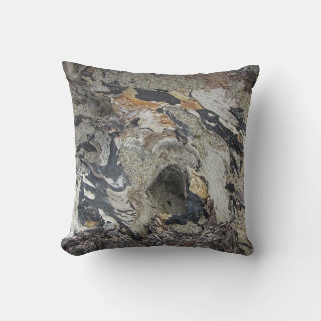 Driftwood Grain Pattern Photo Rustic Beach Nature Cushion (Front)