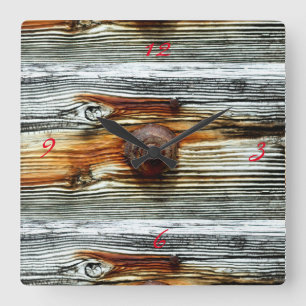driftwood grey boards Thunder_Cove Square Wall Clock