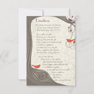 Driftwood Grey Coral Orange Tree Swirl Direction Invitation