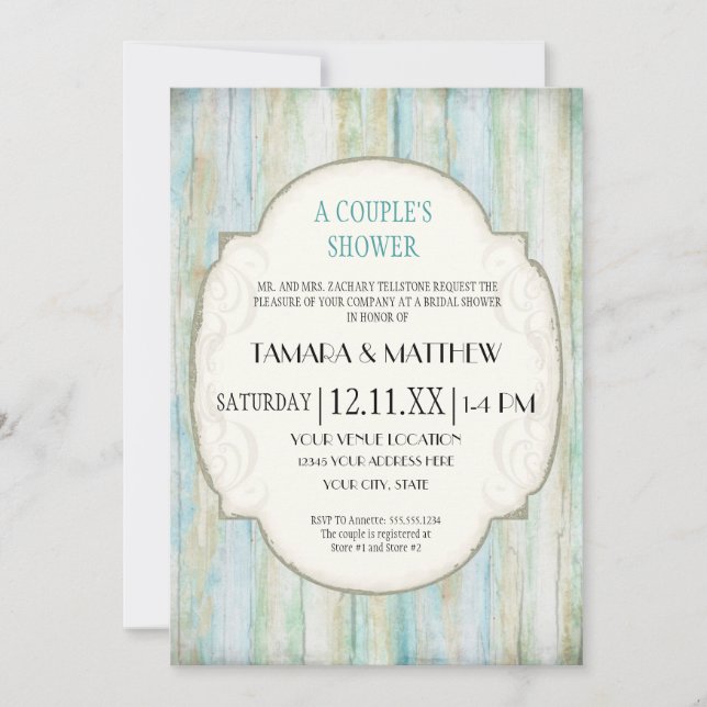 Driftwood Ocean Beach Coastal Seashore Wedding Invitation (Front)