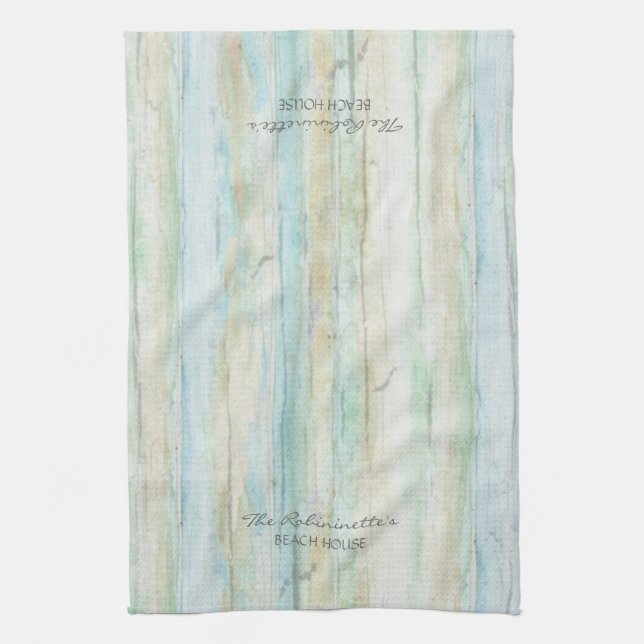 Driftwood Ocean Beach House Coastal Seashoredriftw Tea Towel (Vertical)