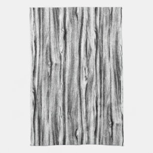 Driftwood pattern - black, white and grey tea towel