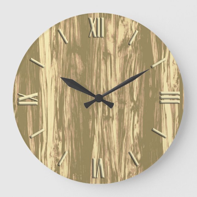 Driftwood pattern - cocoa brown and tan large clock (Front)