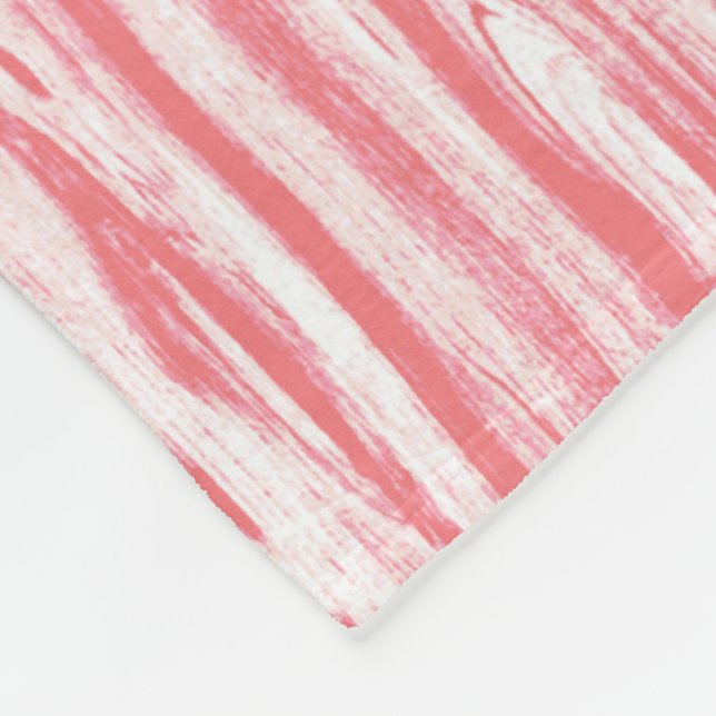 Driftwood pattern - coral pink and white fleece blanket (Corner)