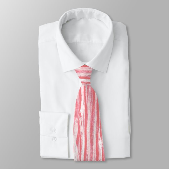 Driftwood pattern - coral pink and white tie (Tied)