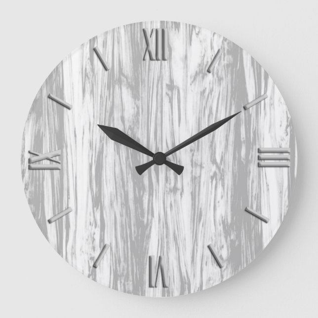 Driftwood pattern - grey / grey and white large clock (Front)