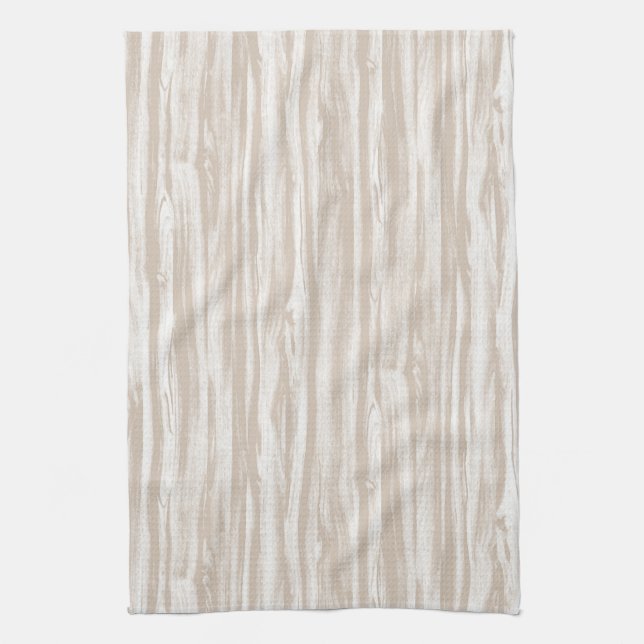 Driftwood pattern - taupe tan and white tea towel (Vertical)