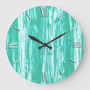 Driftwood pattern - turquoise and white large clock