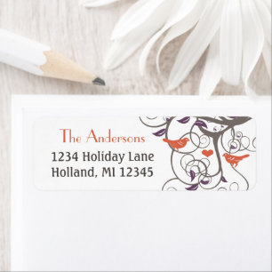 Driftwood Tree Orange Lovebird Return Address Labe