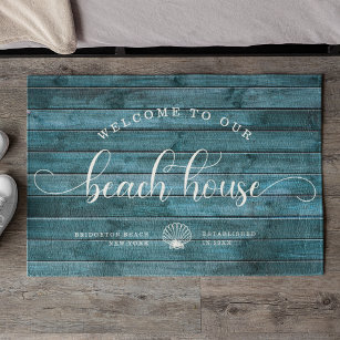 Driftwood WELCOME TO OUR Beach House Script Custom Doormat