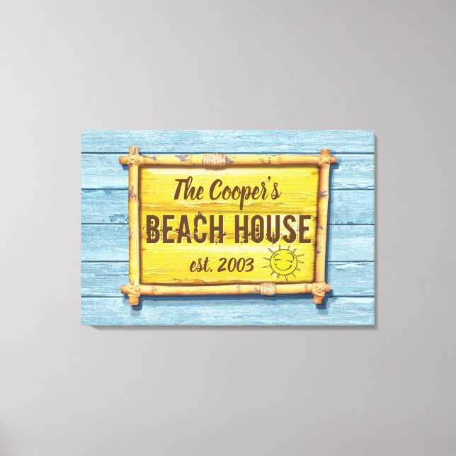 DriftwoodBeach House family sign stretched canvas (Front)