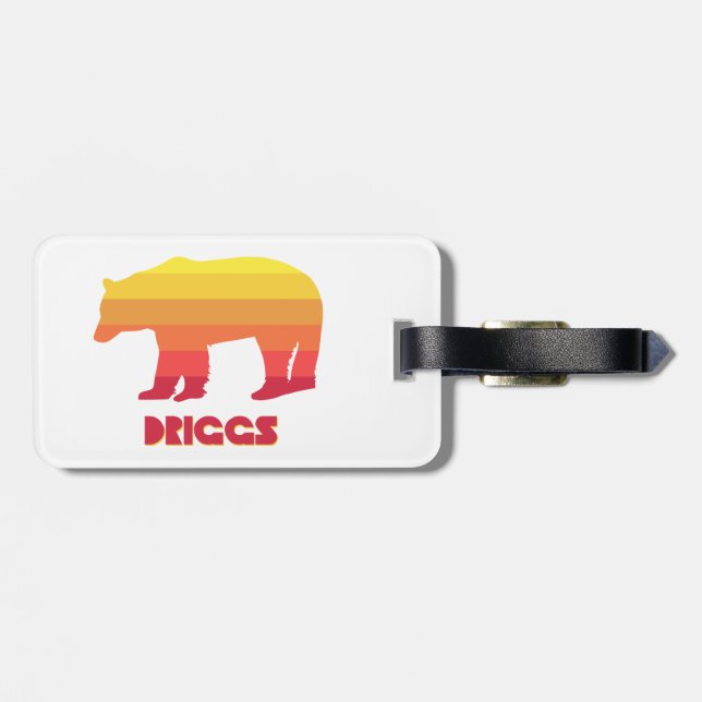 Driggs Idaho Rainbow Bear Luggage Tag (Back Horizontal)