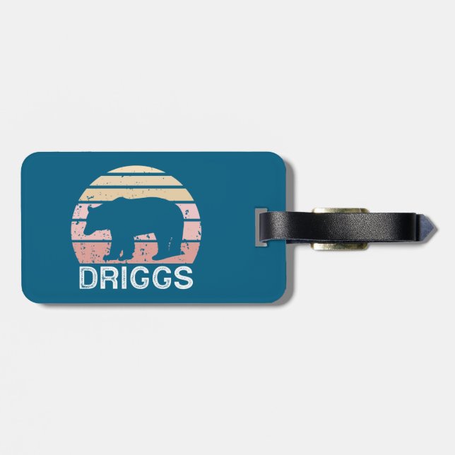 Driggs Idaho Retro Bear Luggage Tag (Back Horizontal)