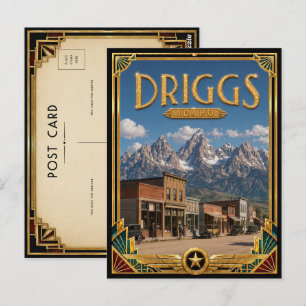 Driggs Idaho Vintage Art Deco Golden Age Postcard