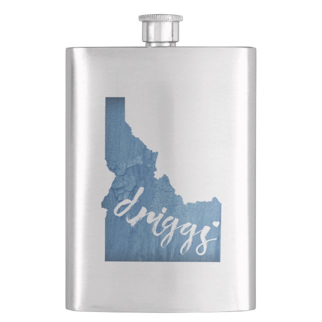 Driggs Idaho Wood Grain Hip Flask (Front)