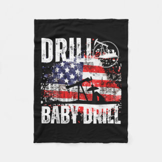 Drill Baby Drill Oilfield American Flag Oil Drilli Fleece Blanket