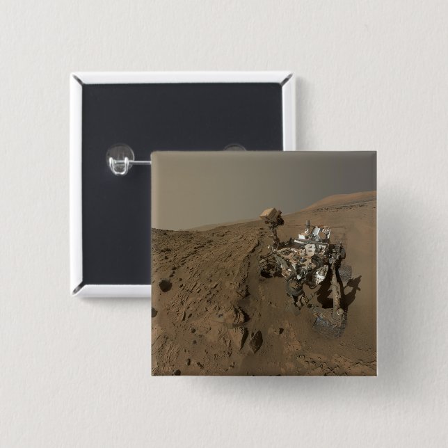 Drilling Mars Curiosity Red Martian Landscape 15 Cm Square Badge (Front & Back)