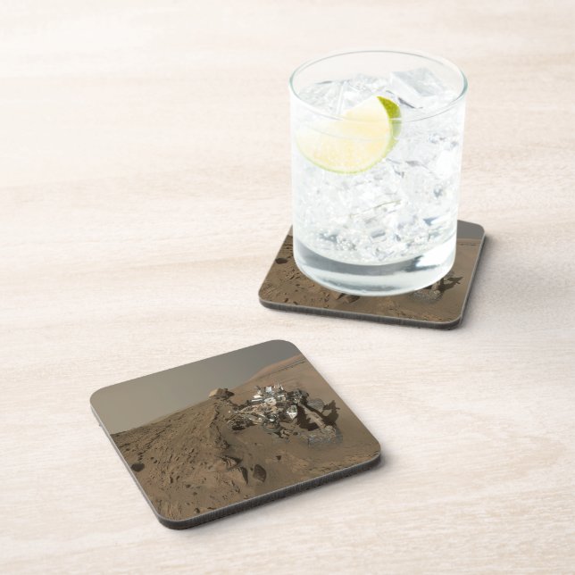 Drilling Mars Curiosity Red Martian Landscape Coaster (Right Side)