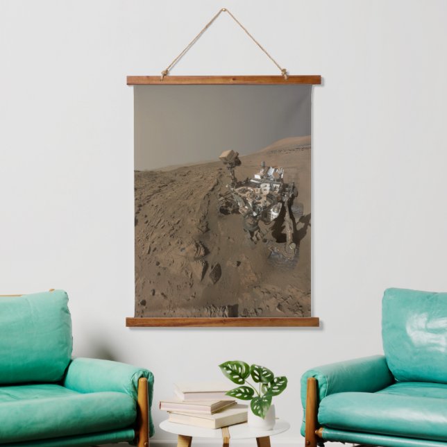 Drilling Mars Curiosity Red Martian Landscape Hanging Tapestry (Living Room)