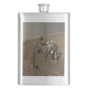 Drilling Mars Curiosity Red Martian Landscape Hip Flask