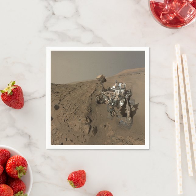 Drilling Mars Curiosity Red Martian Landscape Napkin (Insitu)