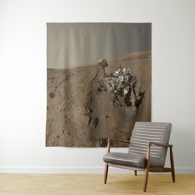 Drilling Mars Curiosity Red Martian Landscape Tapestry (In Situ)