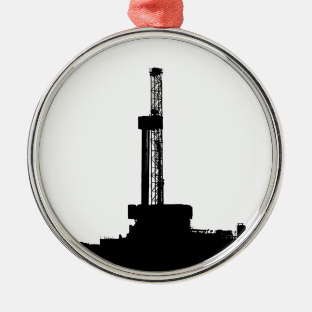 Drilling Rig Silhouette Metal Tree Decoration (Front)