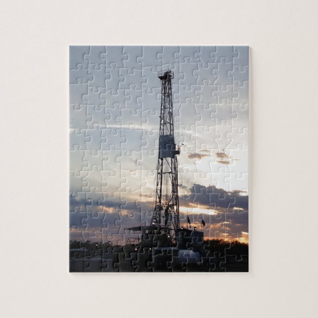 Drilling Rig Sunset Jigsaw Puzzle (Vertical)