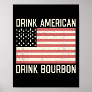 Drink American Bourbon Bottles American Usa Flag Poster
