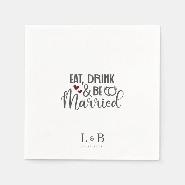 Drink Be Married Couple Monogram Wedding Napkin (Front)