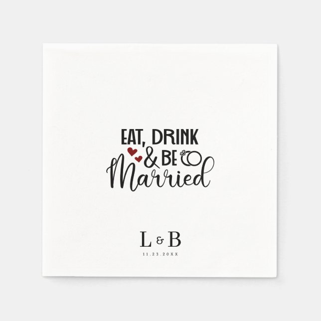 Drink Be Married Couple Monogram Wedding Napkin (Front)