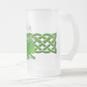 Drink & Be Merry Irish St Patricks Day Frosted Glass Beer Mug